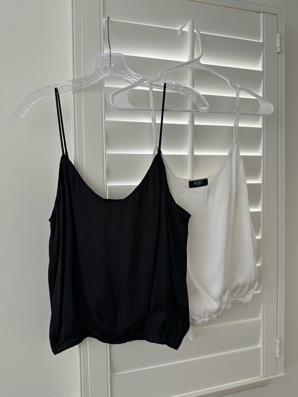 Black and White Spaghetti Strap Tank Tops - Set of 2